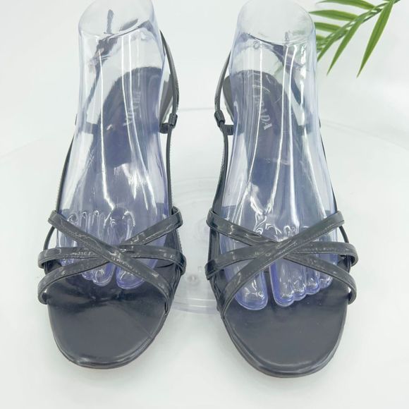 Prada Sandals Women's Size 41 11 Black Leather Wedge Woven Slingback Vintage Y2K - Picture 3 of 15